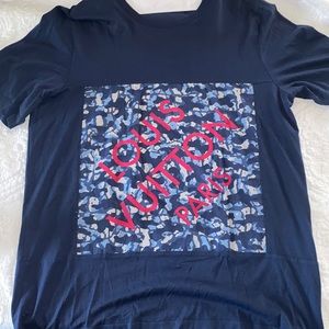 Louis Vuitton navy blue camo design shirt
